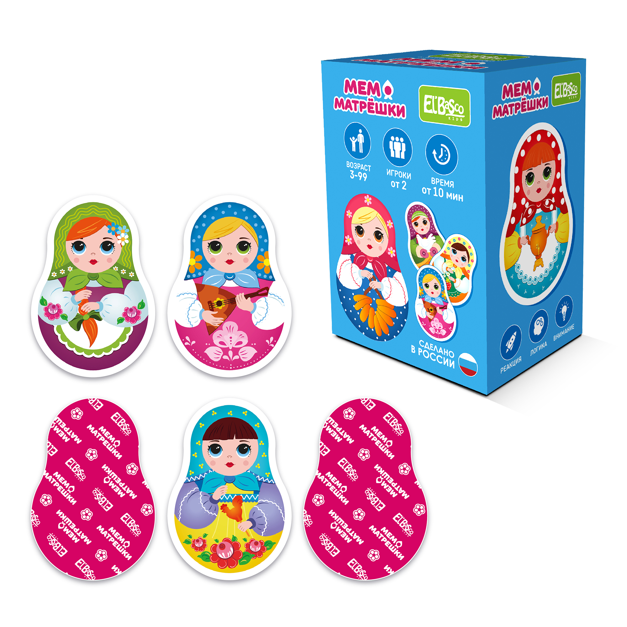 Обучающая настольная игра ElBascoKids для развития памяти МЕМО Матрёшки 628₽