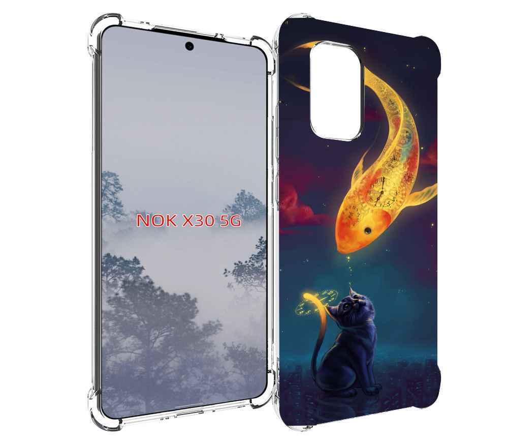 

Чехол MyPads золотая-рыбка-часовая для Nokia X30 5G, Tocco