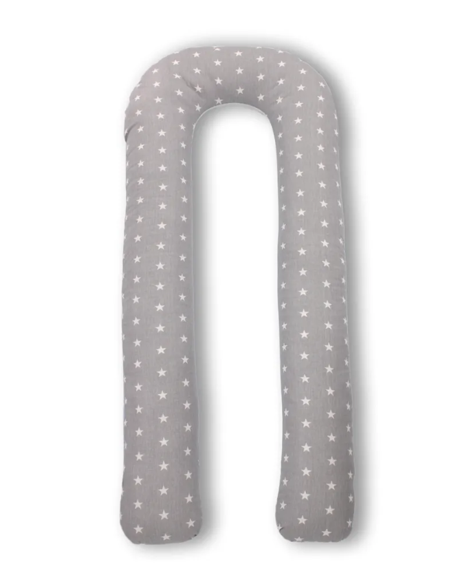 

Наволочка Body Pillow на подушку для беременных формы U 140x70 см, звезды серо-розовые, Серый;розовый