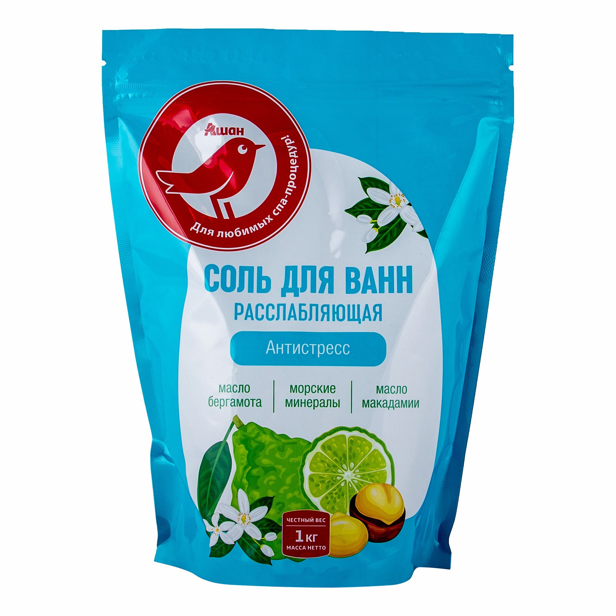 Соль для ванн АШАН Красная птица антистресс 1 кг