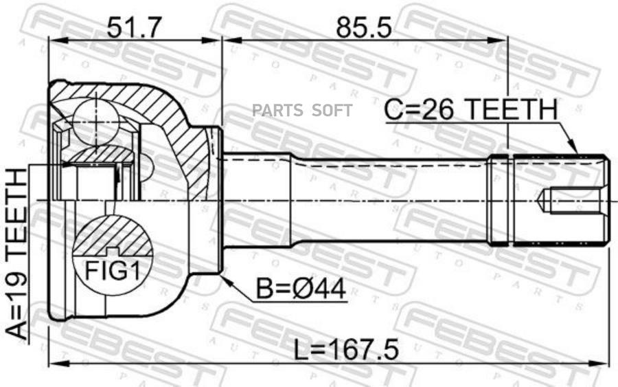 

Шрус Наружный 19Х55.6Х26 FEBEST 0710sn413