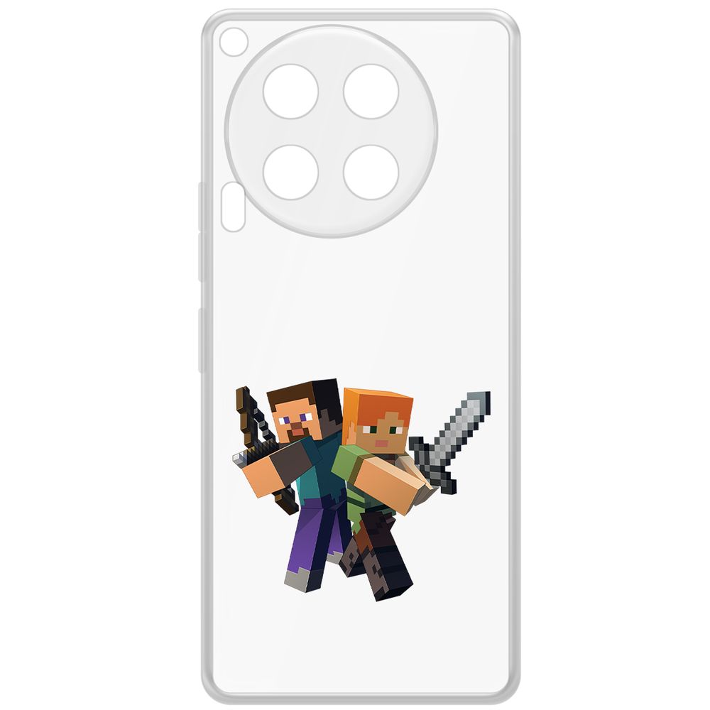 

Чехол-накладка Krutoff Clear Case Minecraft-Стив и Алекс для TECNO Camon 30, Прозрачный