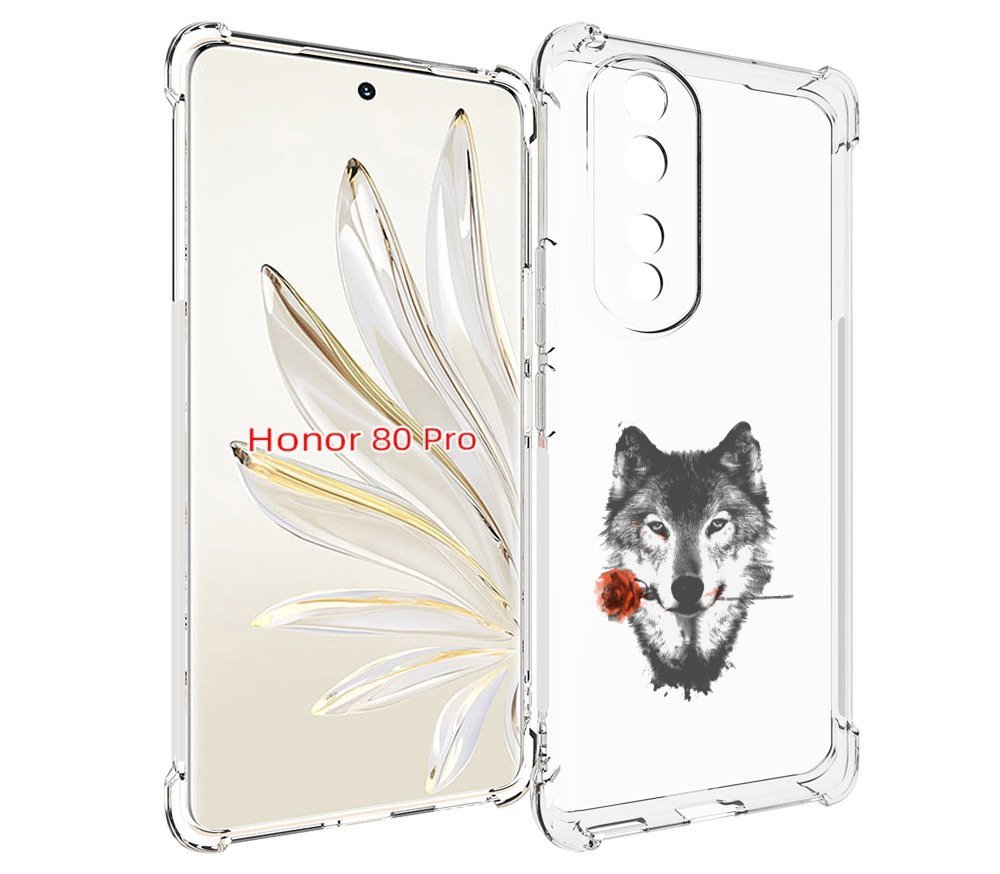

Чехол MyPads волк с розой для Honor 80 Pro, Прозрачный, Tocco