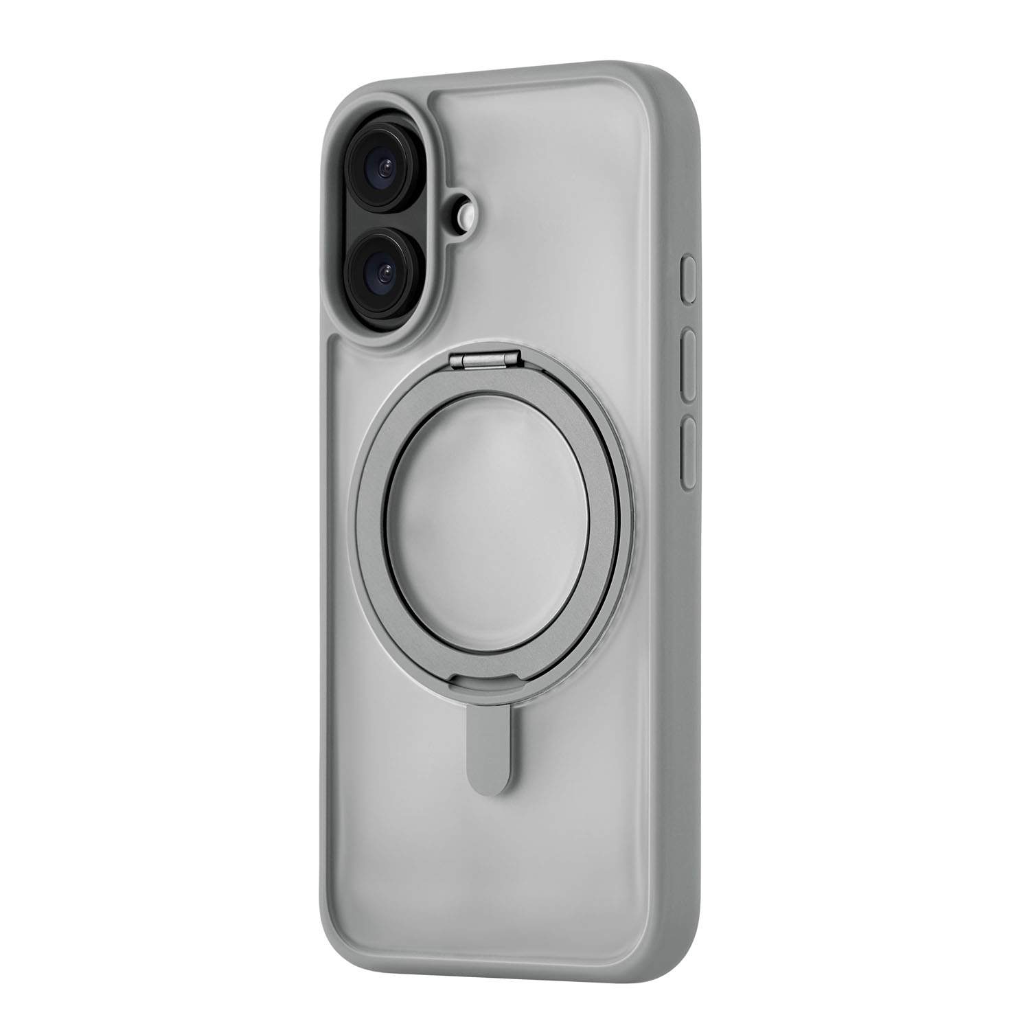 

Чехол для iPhone 16 uBear Clip 360 Mag с кольцом-стендом, силк-тач, серый, Clip 360 Mag