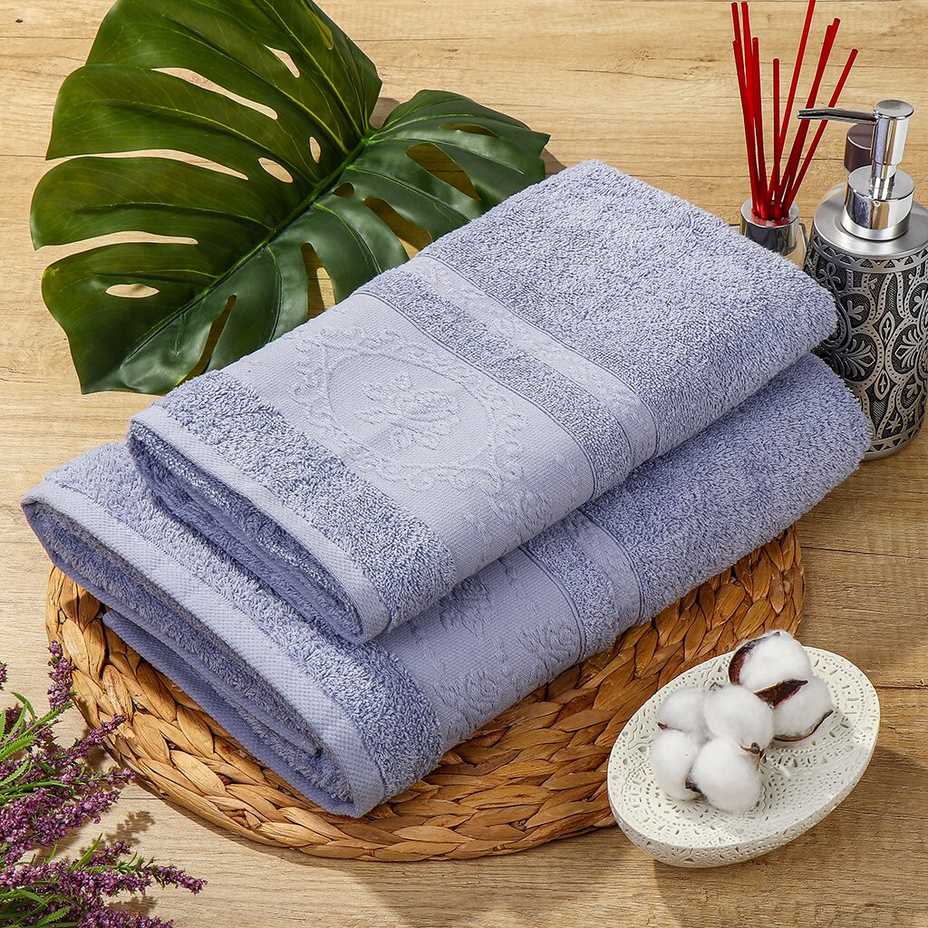 

Полотенце банное 50х90 см, 100% хлопок, 470 г/м2, Орнелиа, голубое, Узбекистан, 31195090