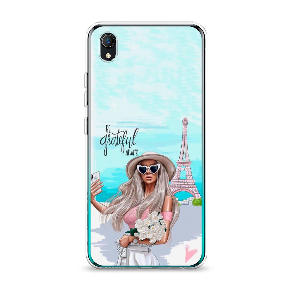 

Чехол на Vivo Y91c "Селфи Париж", Голубой;бежевый, 263250-6