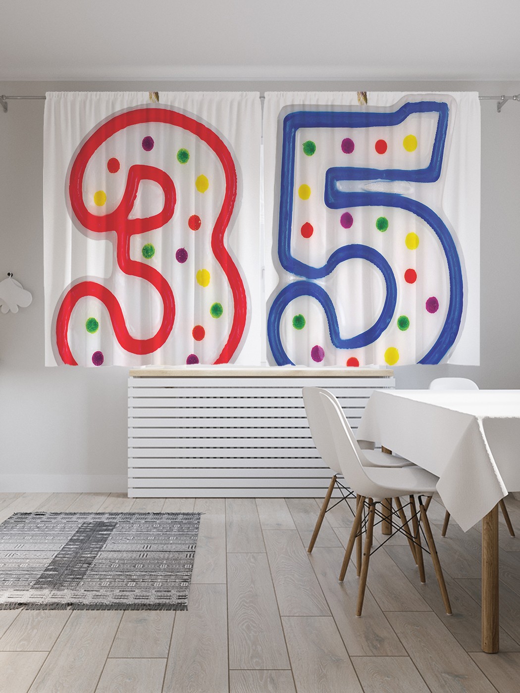 

Классические шторы JoyArty "Цветные свечи 35-летия", Oxford DeLux, 2 полотна 145x180 см, Цветные свечи 35-летия