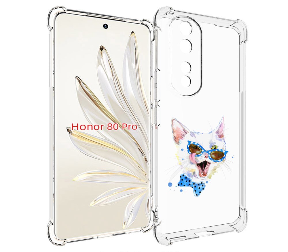 

Чехол MyPads белый кот для Honor 80 Pro, Прозрачный, Tocco