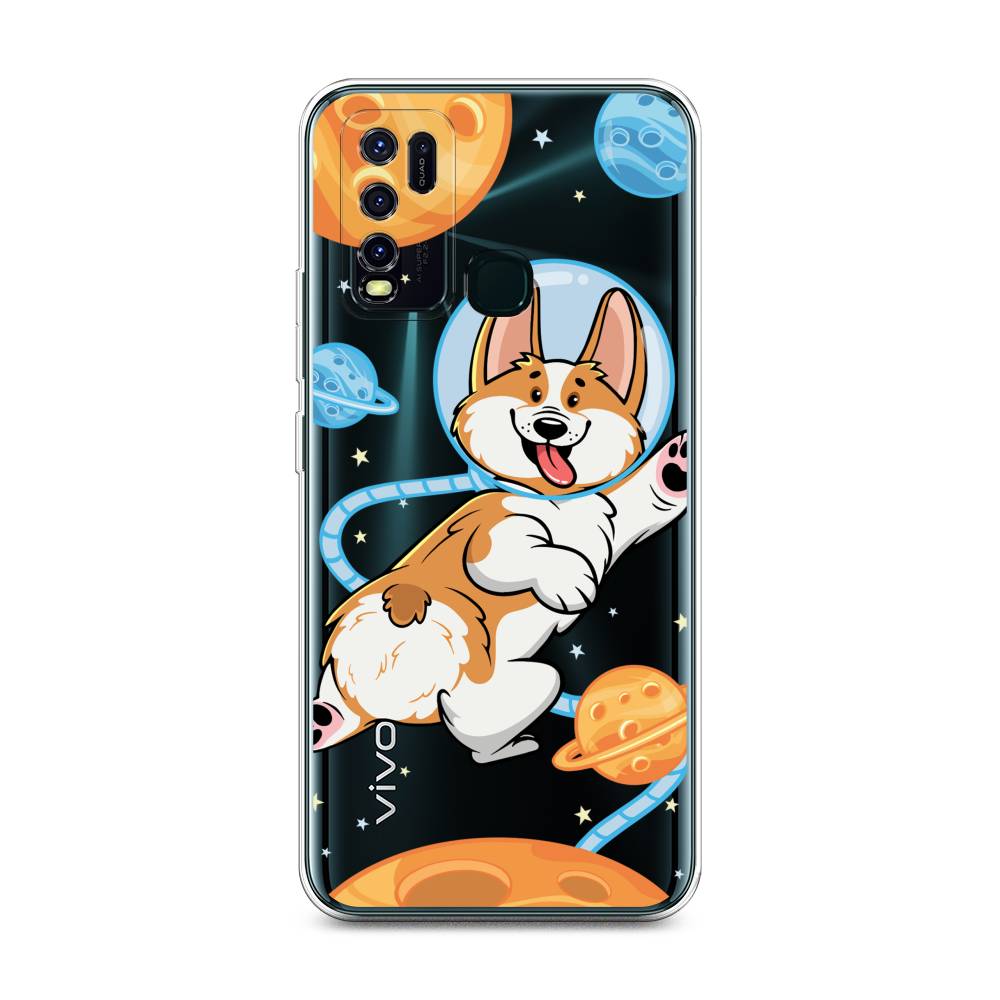 

Чехол на Vivo Y30 "Корги-космонавт", Голубой;бежевый;белый, 262650-1