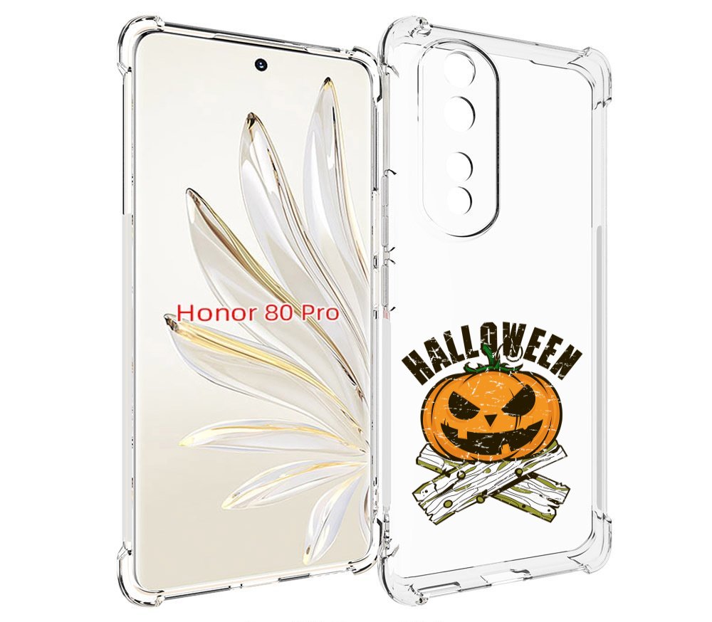 

Чехол MyPads Хэллоуин доски тыква для Honor 80 Pro, Прозрачный, Tocco