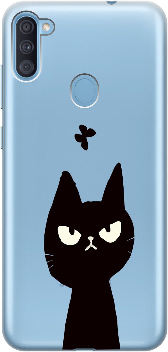 

Чехол на Samsung Galaxy A11/M11 "Disgruntled Cat" прозрачный, Прозрачный;черный, 5351