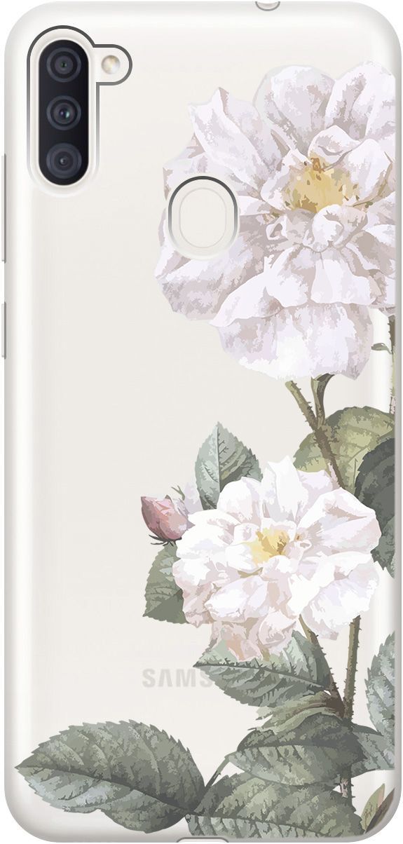 

Чехол на Samsung Galaxy A11/M11 с принтом "White Rose" прозрачный, Прозрачный;черный, 5351