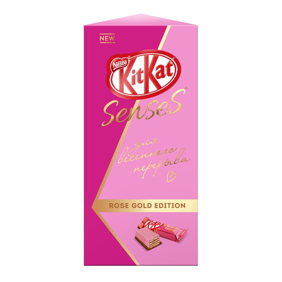 

Белый шоколад KITKAT со вкусом клубники и молочный шоколад с хрустящей вафлей. 159,4г