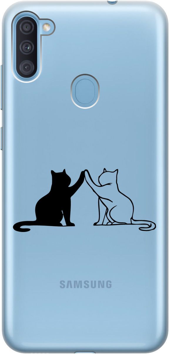 

Чехол на Samsung Galaxy A11/M11 с принтом "Cats" прозрачный, Прозрачный;черный, 5351