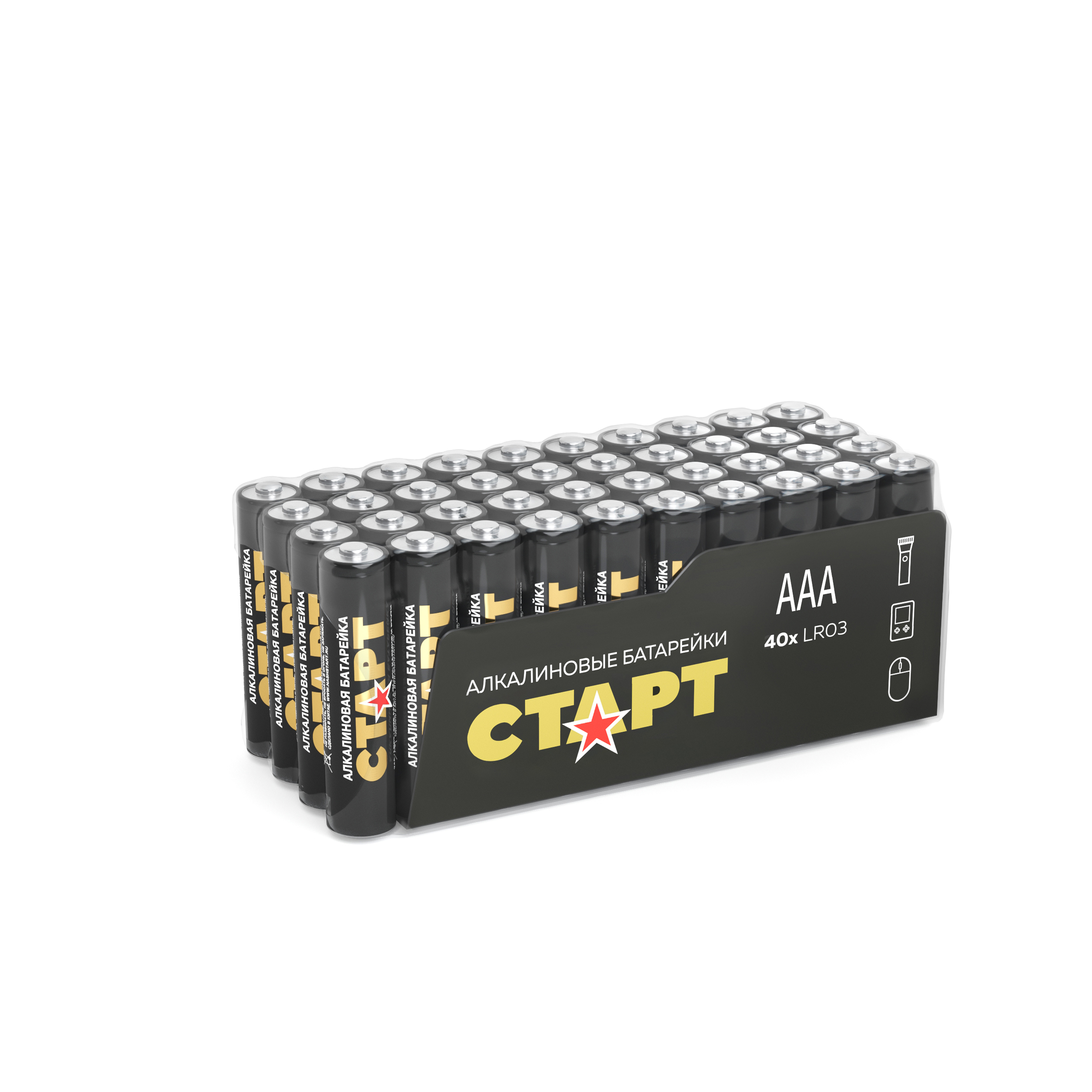 Батарейки СТАРТ ААА (LR03), 40 шт. автомобильные бескаркасные щетки стеклоочистителя старт