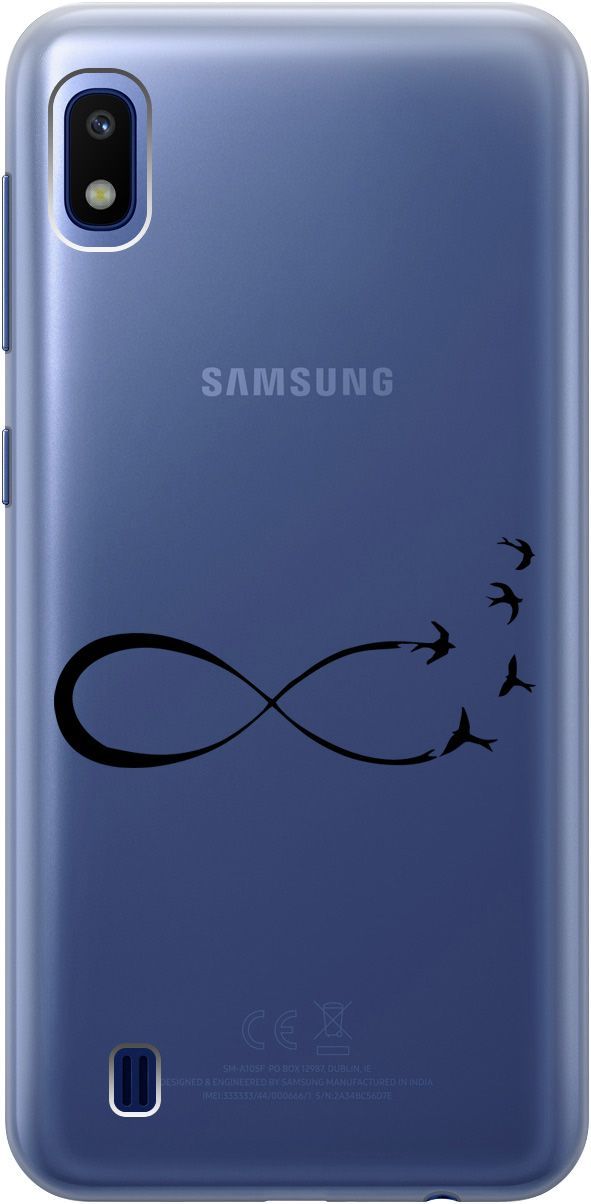 

Силиконовый чехол на Samsung Galaxy A10 с 3D принтом "Infinity" прозрачный, Прозрачный;черный, 5348