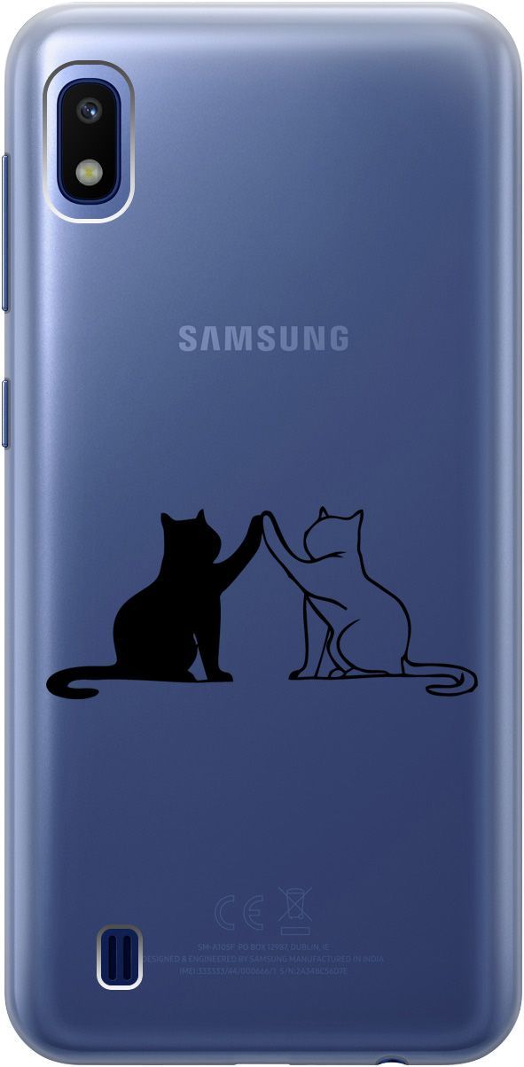 

Силиконовый чехол на Samsung Galaxy A10 с 3D принтом "Cats" прозрачный, Прозрачный;черный, 5348