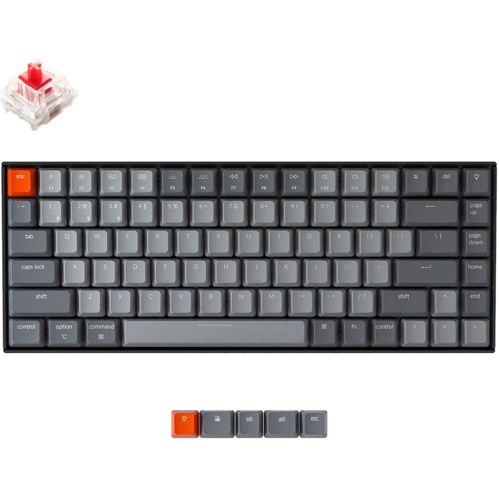 фото Проводная/беспроводная игровая клавиатура keychron k2-a1 gateron red switch серый (144460)