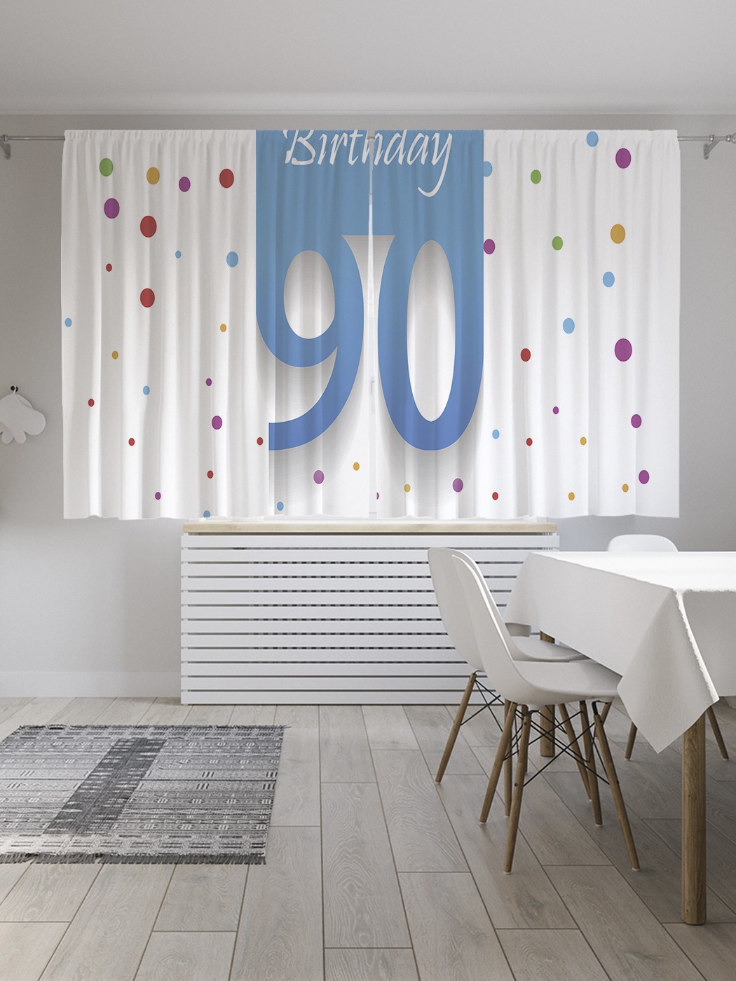 

Классические шторы JoyArty "Вывеска на 90-летие", серия Oxford DeLux, 2 полотна 145x180 см, Вывеска на 90-летие