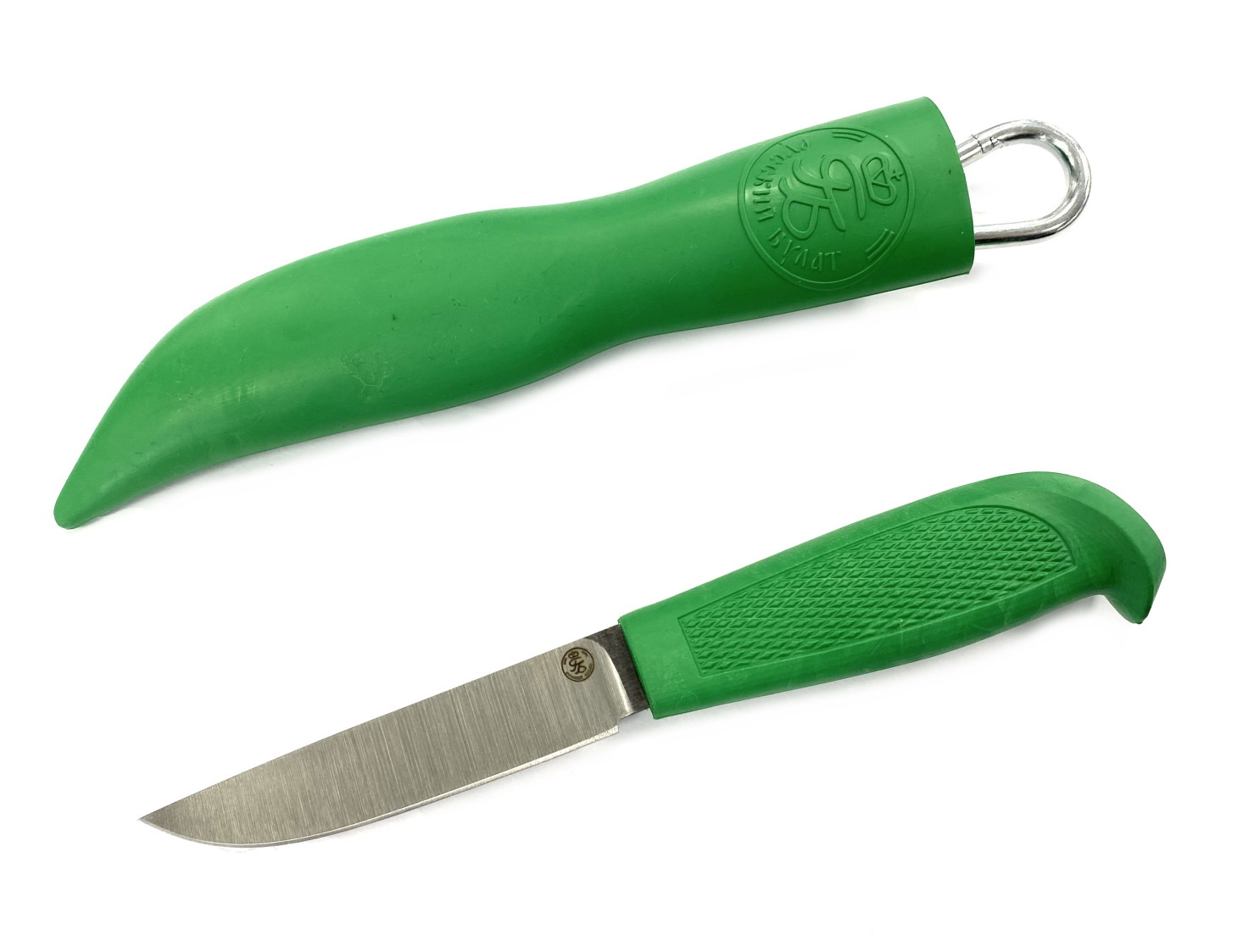 Нож Русский булат Финка Васильева, сталь D2, резинопластик, зеленый