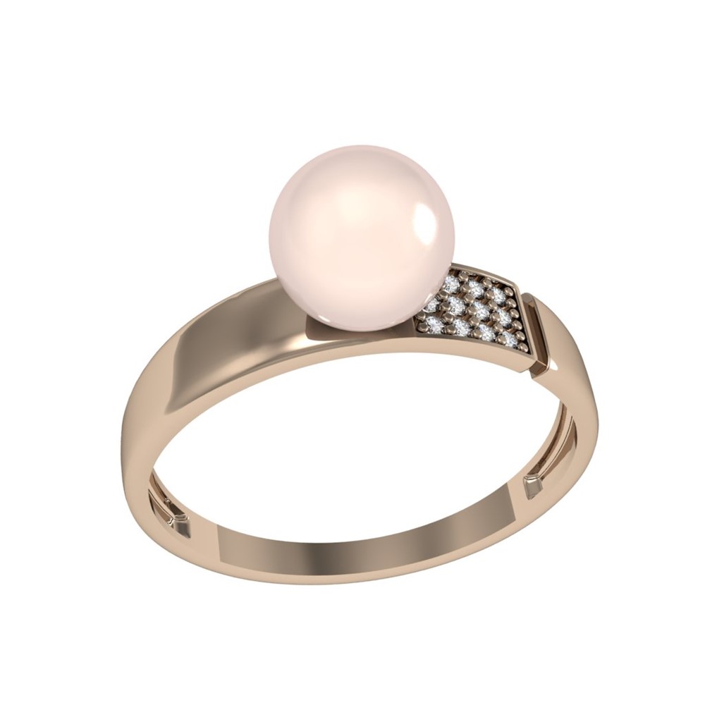 Кольцо из серебра р.18,5 ПРИВОЛЖСКИЙ ЮВЕЛИР 282607-FA11ZM46, фианит/жемчуг