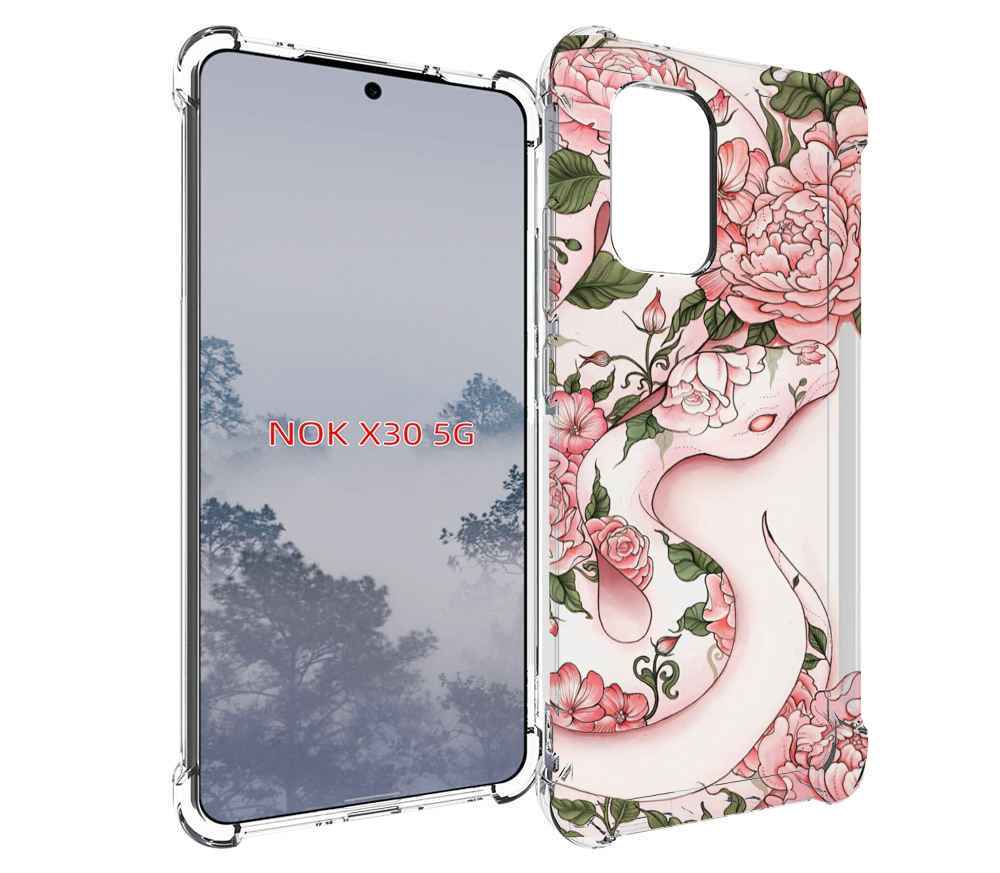 

Чехол MyPads змея-в-розовых-цветах женский для Nokia X30 5G, Tocco