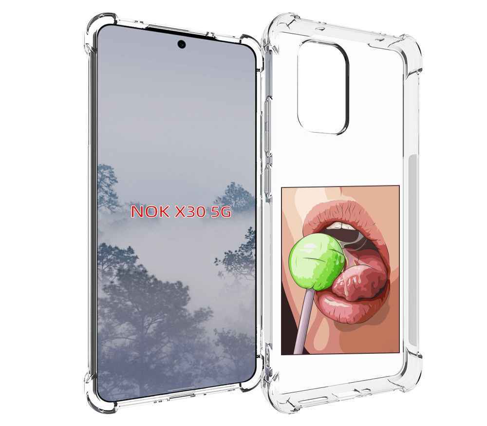 

Чехол MyPads зеленый-чупа-чупс женский для Nokia X30 5G, Tocco