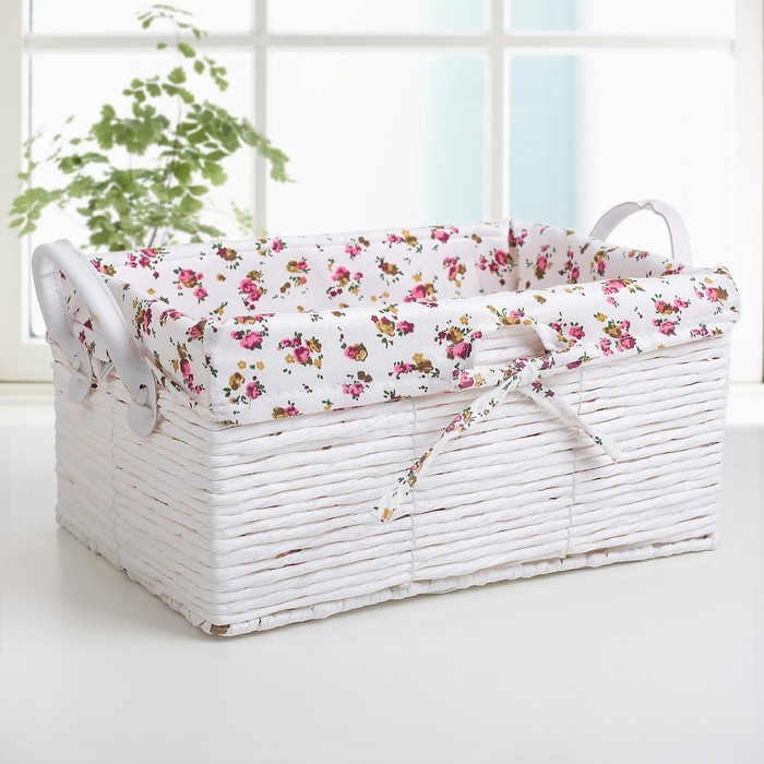 

Корзина для хранения Доляна «Цветочки», плетёная, 362421 см, цвет белый, Аксессуары для хранения «Розы»