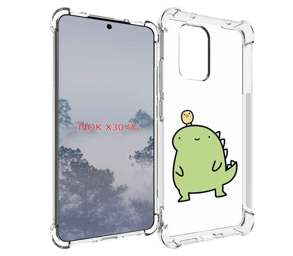 

Чехол MyPads зеленый-динозаврик детский для Nokia X30 5G, Tocco