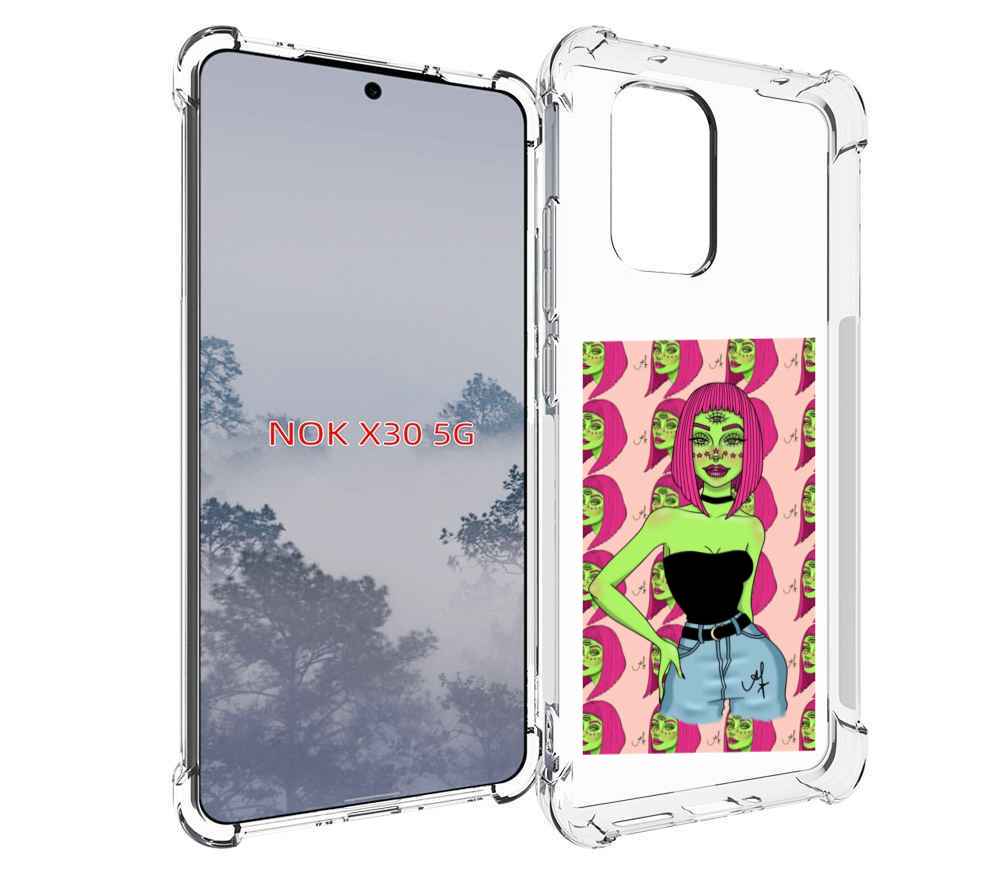 

Чехол MyPads зеленая-девушка-с-глазом женский для Nokia X30 5G, Tocco
