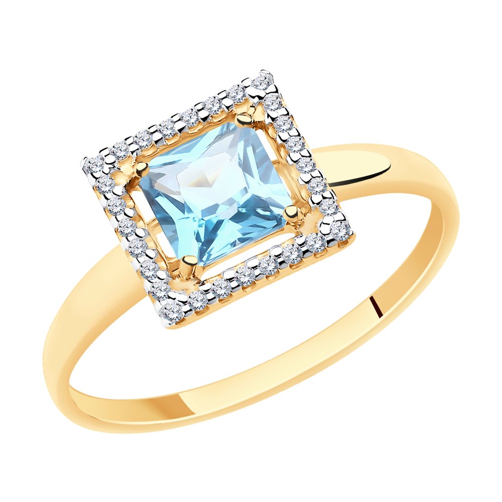 

Кольцо из красного золота с фианитом/топазом р. 19,5 Diamant 51-310-00294-1, 51-310-00294-1