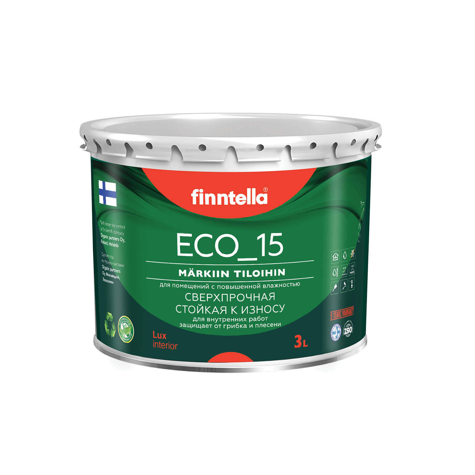 

Специализированная краска для кухонь и ванных комнат FINNTELLA ECO_15 с полиуретаном, моющ, Бежевый, интерьерная ECO_15 гладкая для ванных комнат и кухни