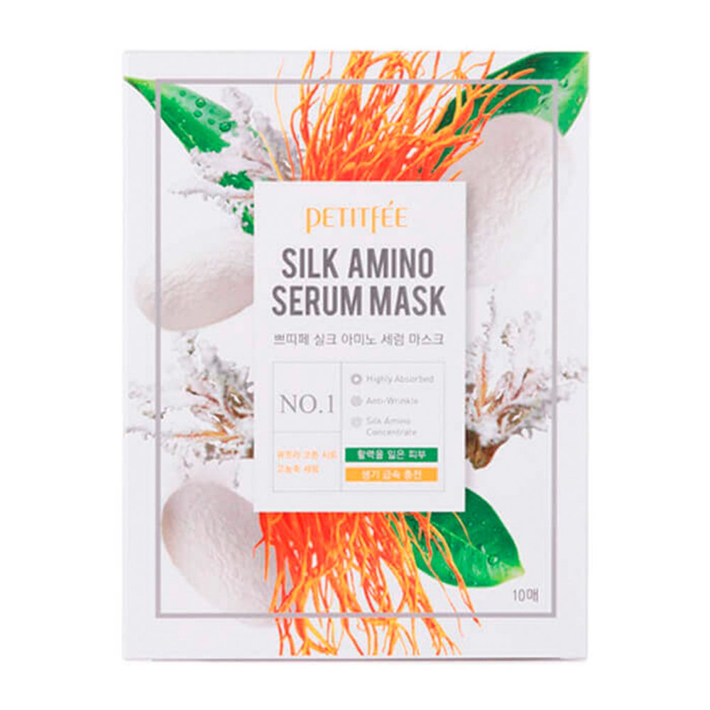 фото Набор тканевая маска для лица petitfee протеины шелка silk amino serum mask 10 шт