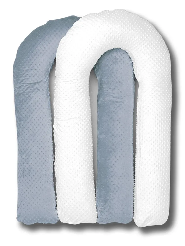 

Наволочка Body Pillow на подушку для беременных формы U 140х90 см, белый-серый, Серый;белый