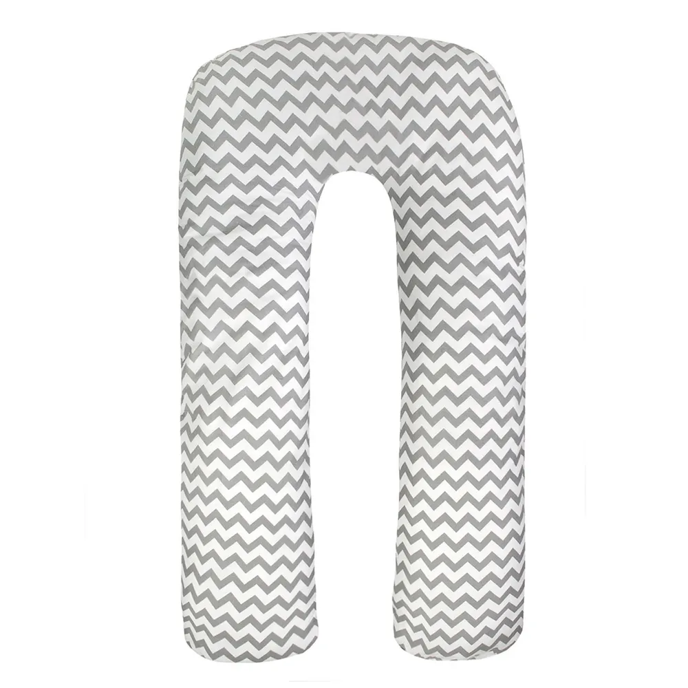 

Наволочка Body Pillow на подушку для беременных в форме U 340х35 см, зигзаг серый
