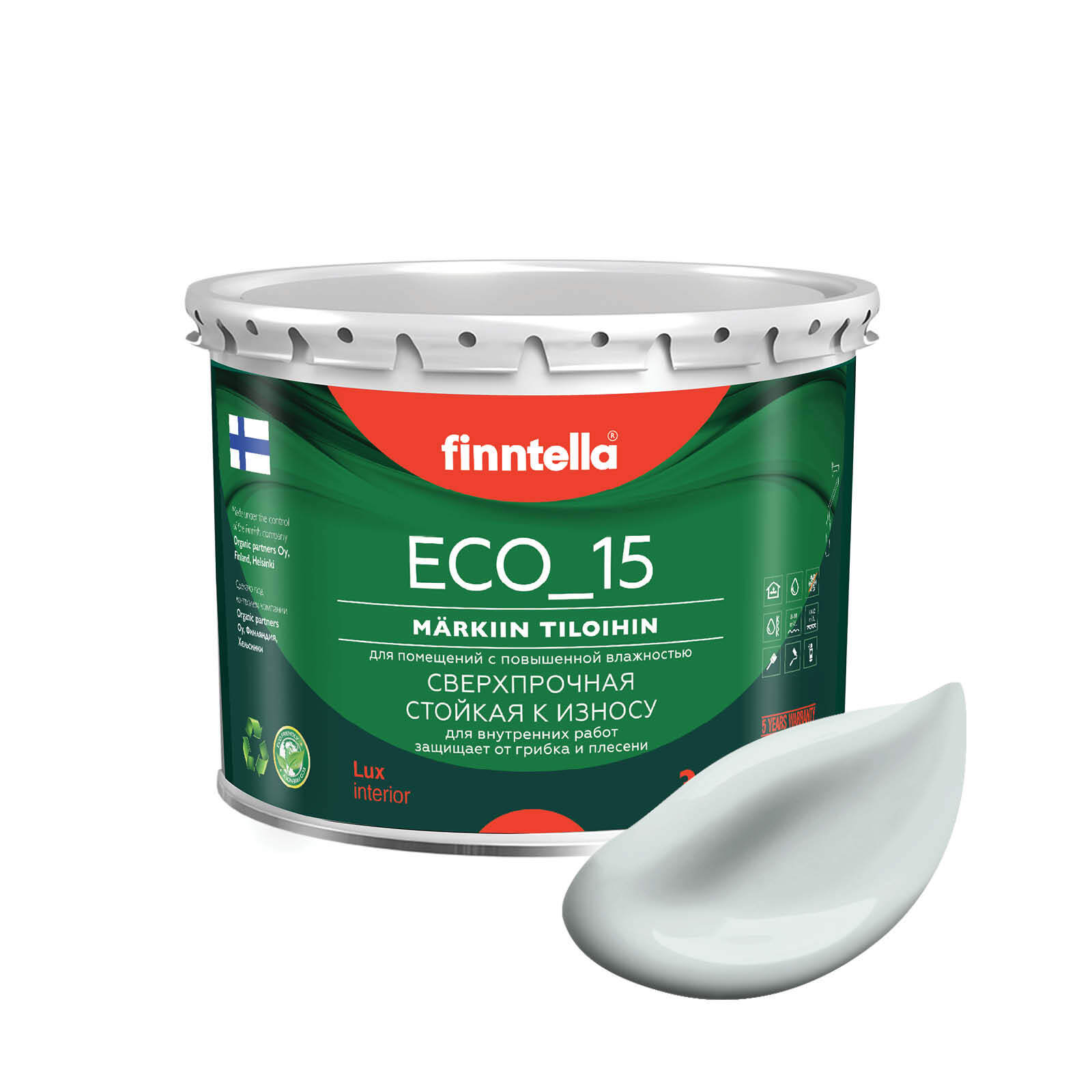 

Специализированная краска для кухонь и ванных комнат FINNTELLA ECO_15 с полиуретаном, моющ, Голубой, интерьерная ECO_15 гладкая для ванных комнат и кухни