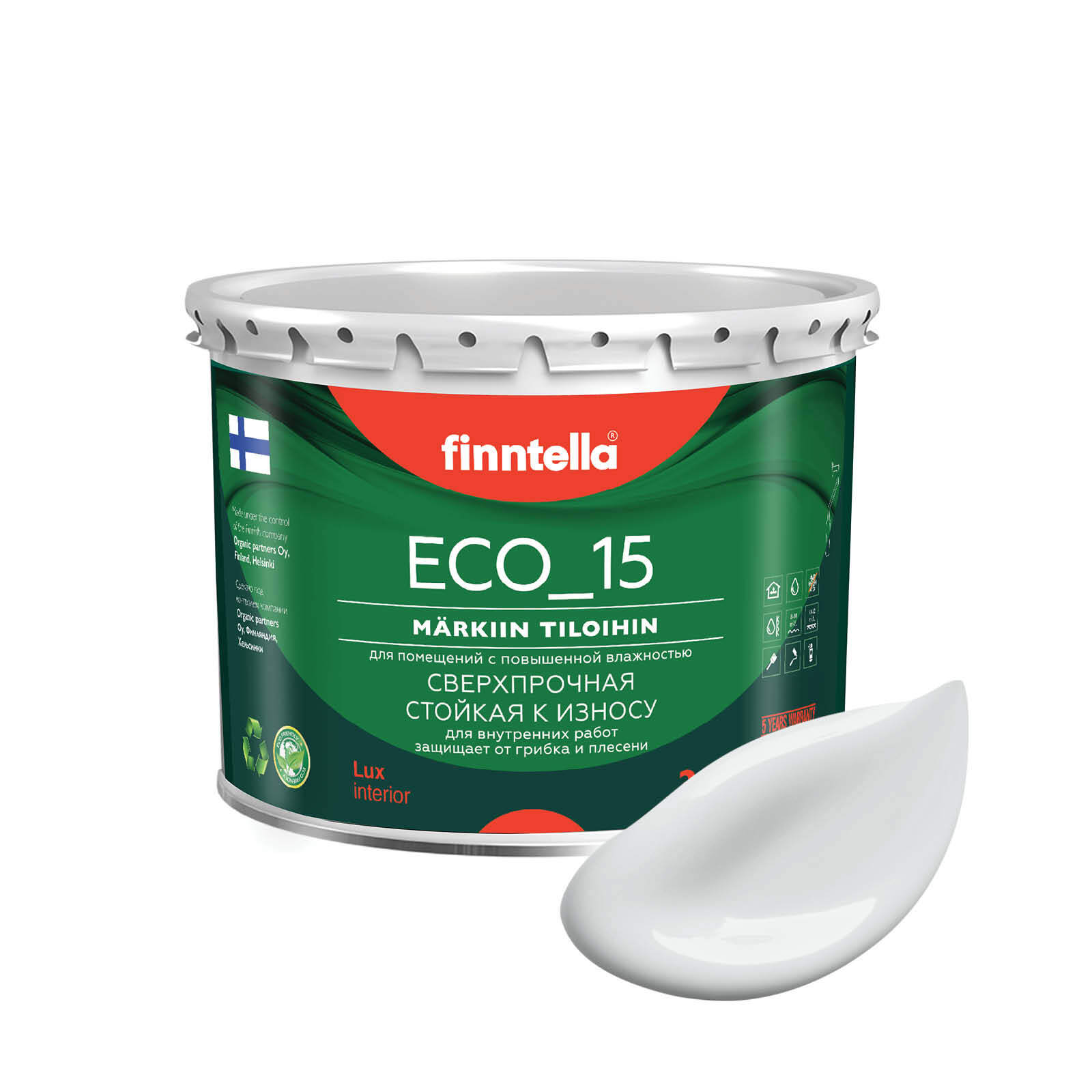 

Специализированная краска для кухонь и ванных комнат FINNTELLA ECO_15 с полиуретаном, моющ, Серый, интерьерная ECO_15 гладкая для ванных комнат и кухни