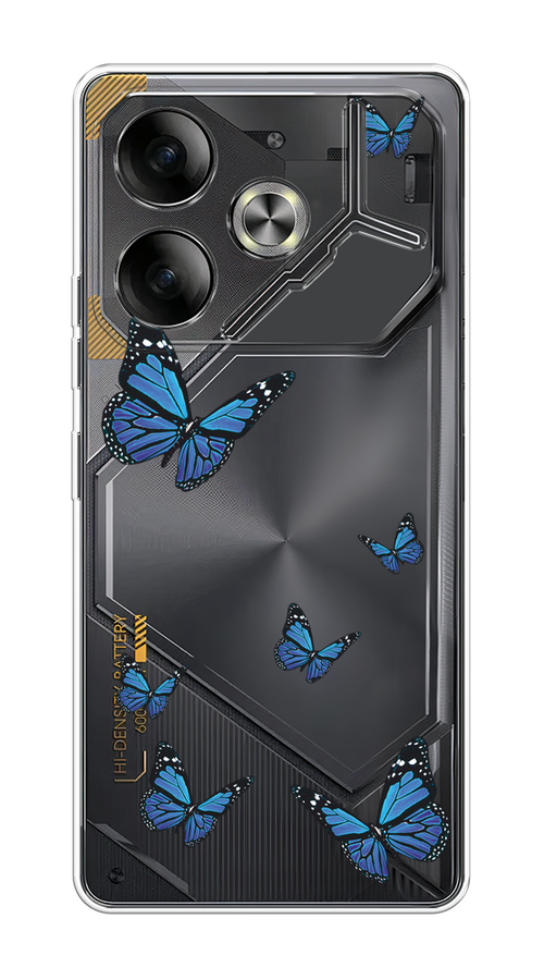 

Чехол на Tecno Pova 6 "Blue butterflies", Синий;черный, 305350-1