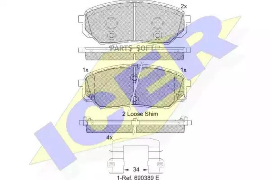

Тормозные колодки ICER передние для Kia Sorento III 2015- 182244