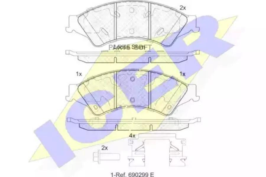 

Колодки торм.пер. FORD RANGER 2.2-3.2 11-> ICER