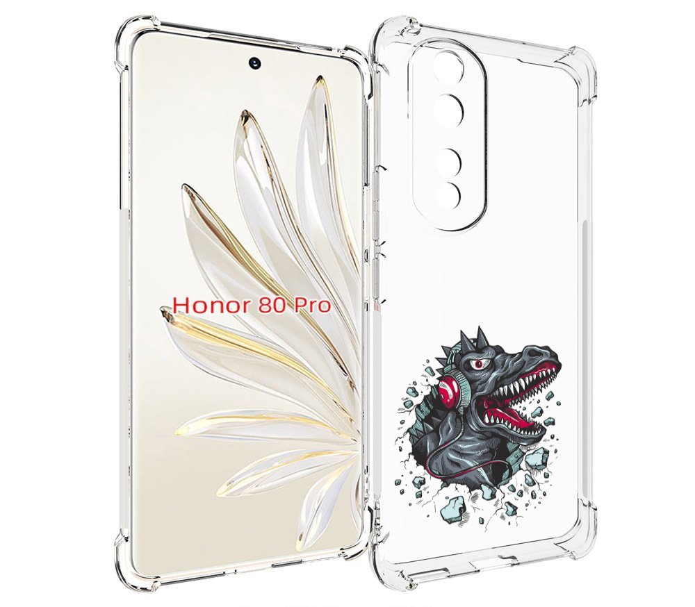 

Чехол MyPads Нарисованный динозавр в наушниках для Honor 80 Pro, Прозрачный, Tocco