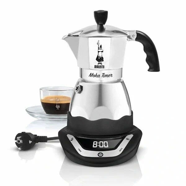 Электрическая гейзерная кофеварка Bialetti Moka Timer 3 серебристая кофеварка гейзерная graphit 9с