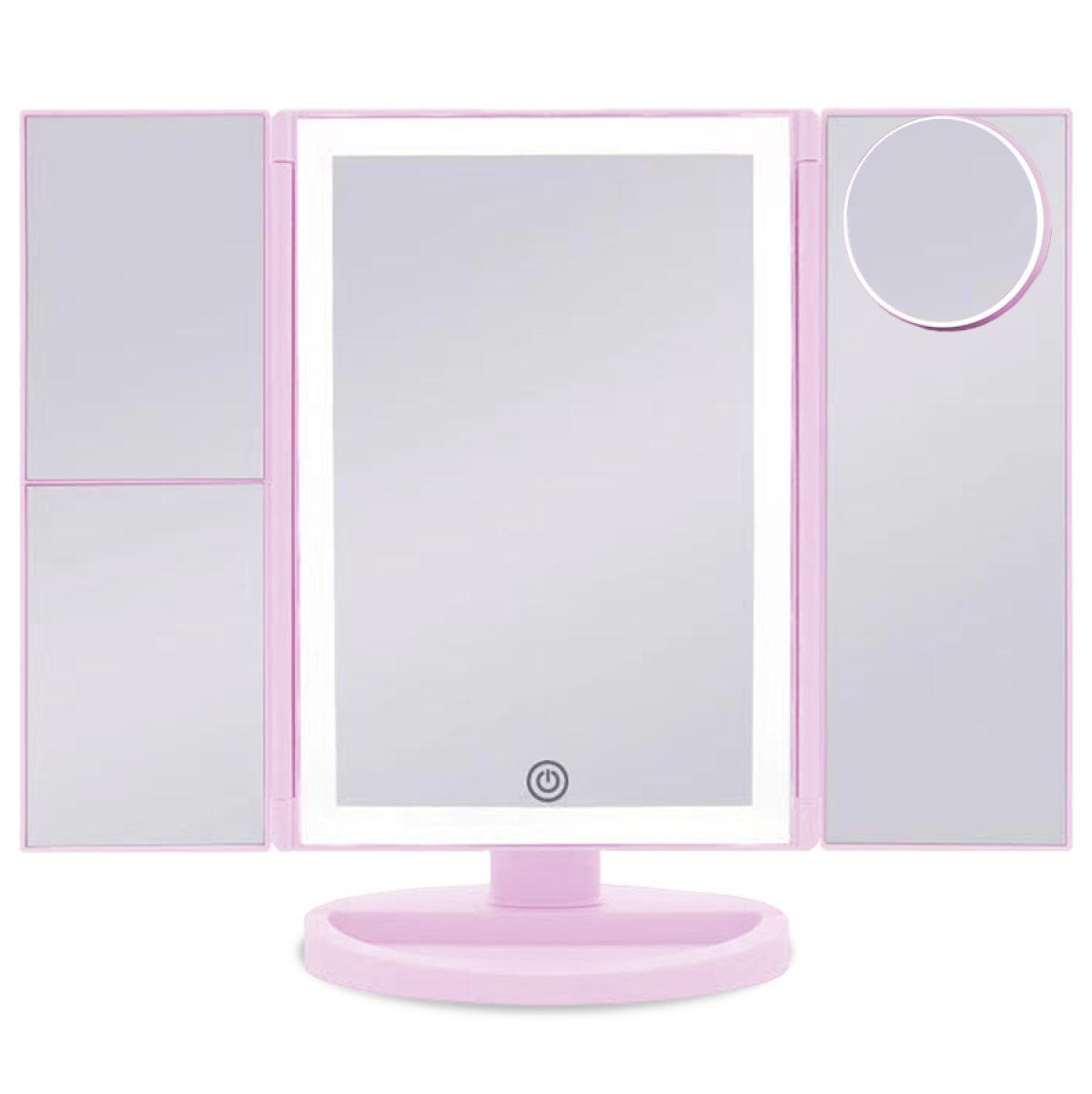 Зеркало косметическое VERNESO розовое настольное с подсветкой