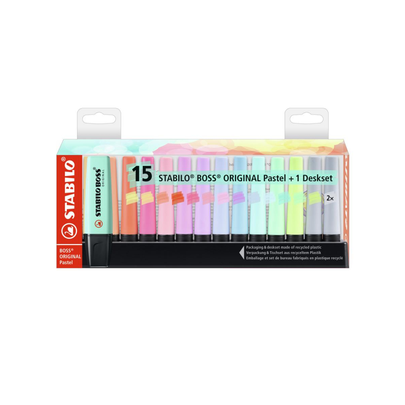 

Набор текстовыделителей Stabilo Boss Original Pastel, 15 цвет., Разноцветный, Boss