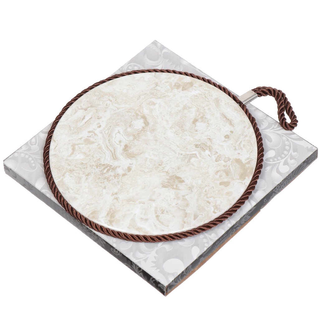 

Подставка под горячее, керамика, круглая, 16 см, Бежевый мрамор, 322537