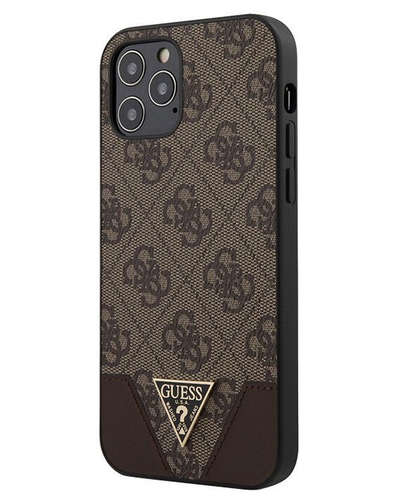 фото Чехол cg mobile guess 4g triangle metal logo iphone 12 pro max коричневый