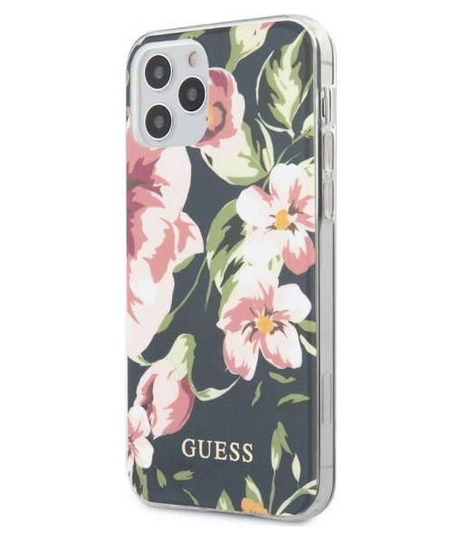 фото Чехол cg mobile guess flower shiny n.3 iphone 12 pro max синий