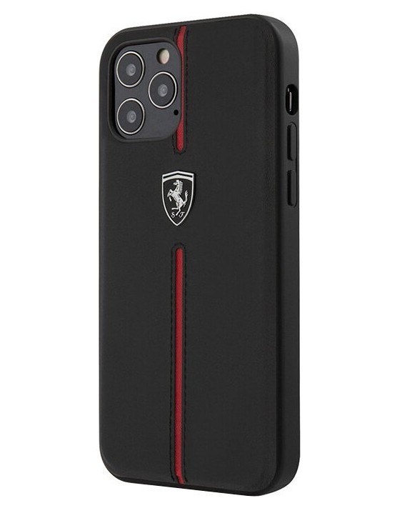 фото Чехол cg mobile ferrari off-track genuine leather/nylon stripe iphone 12 pro max черный