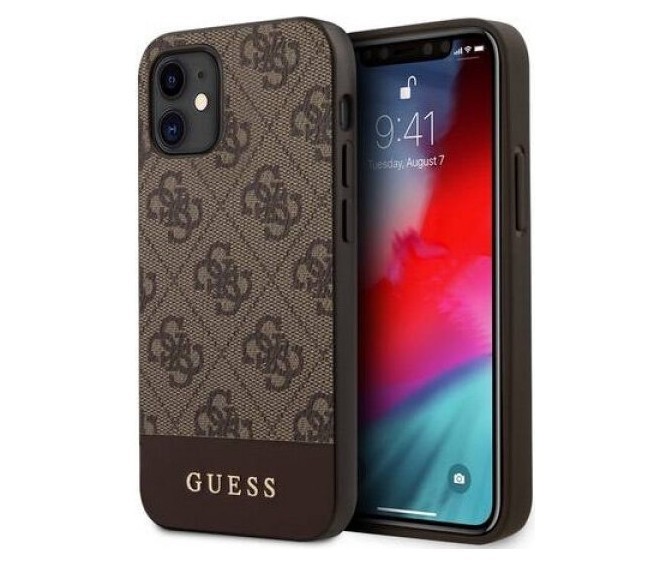 фото Чехол cg mobile guess 4g stripe metal logo iphone 12 mini коричневый