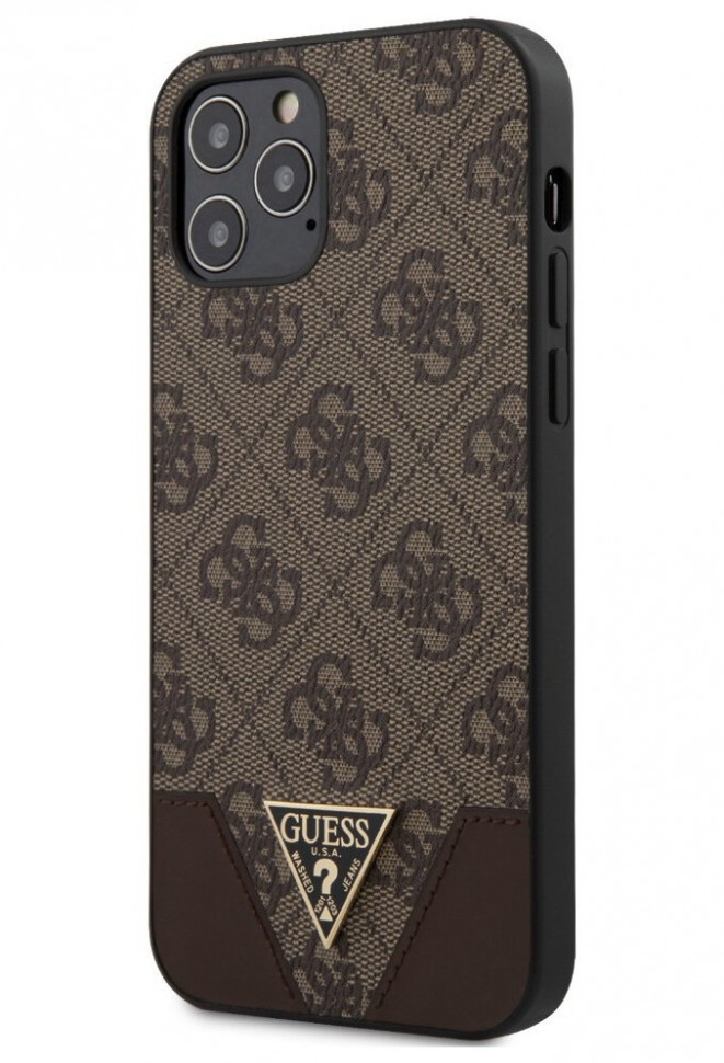 фото Чехол cg mobile guess 4g triangle metal logo iphone 12/12 pro коричневый